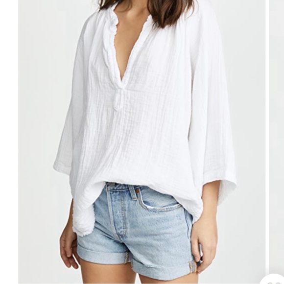9seed white cotton gauze tunic coverup Marrakesh Dashiki M/L - Picture 1 of 10